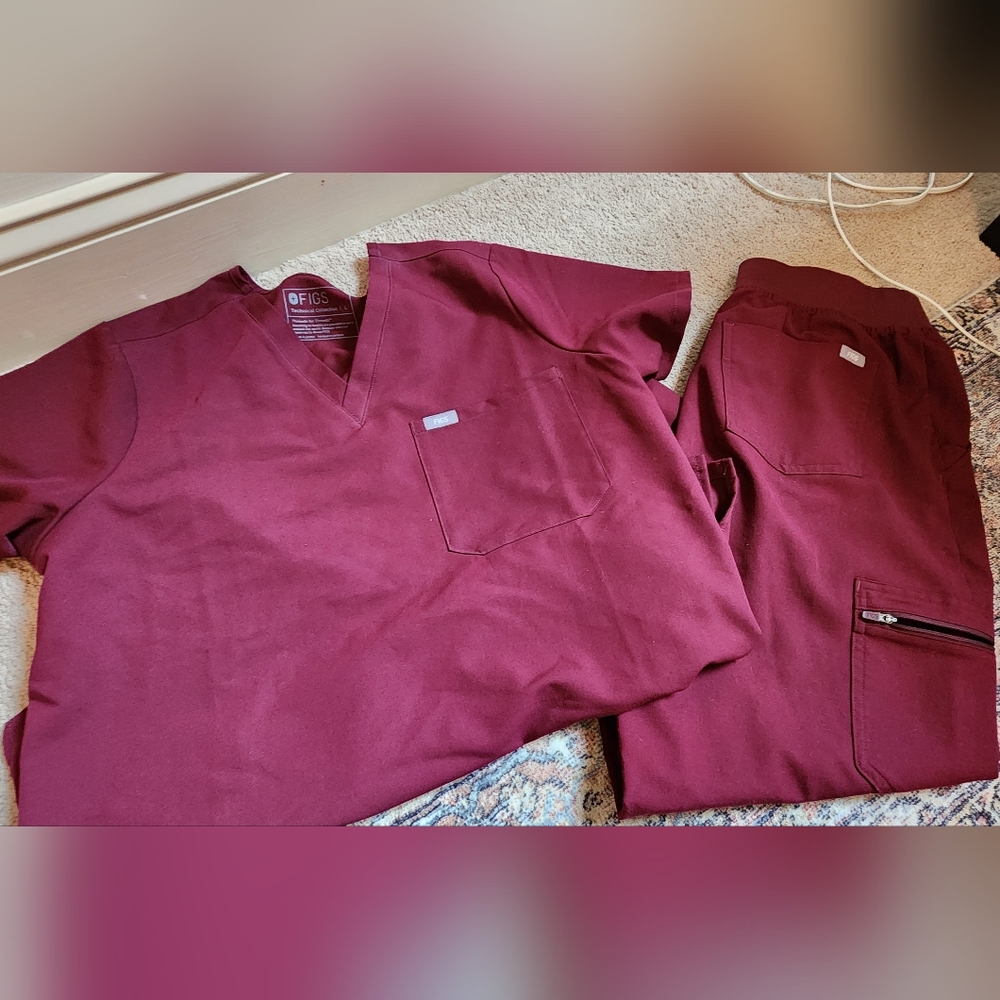 Figs Highwaisted Zamora LP/caterina L Set burgandy